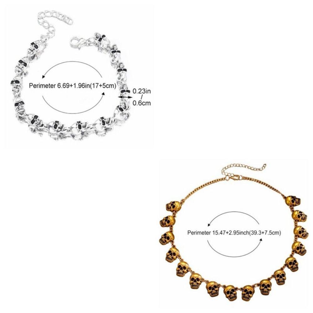 Punk-Stil Schlüsselbein-Kette Gotisches Perlenarmband Persönlichkeit Totenkopf-Halskette Party