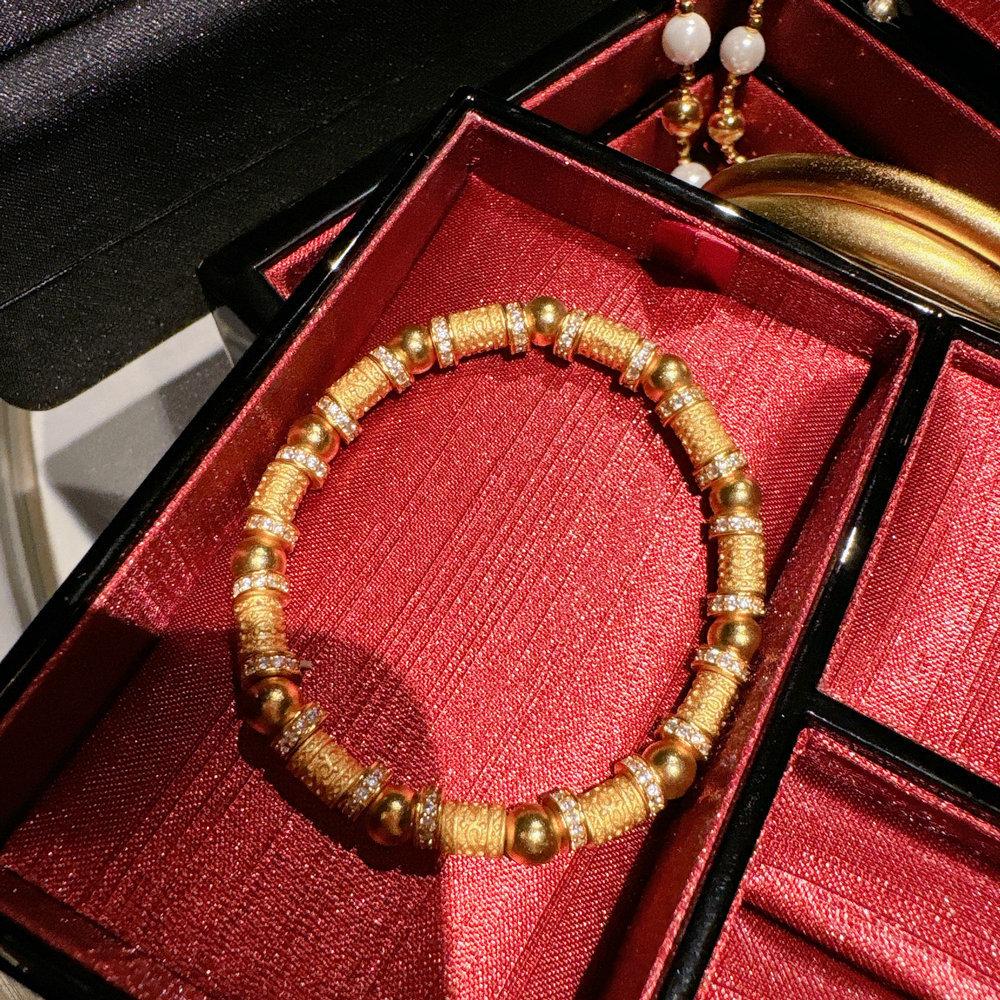 Antiker Gold Meißel Seide Ruyi Perfektes Röhren Diamant Armband, Neuer Chinesischer Stil, Kürbis Fulu Tragbare Buddha Halskette