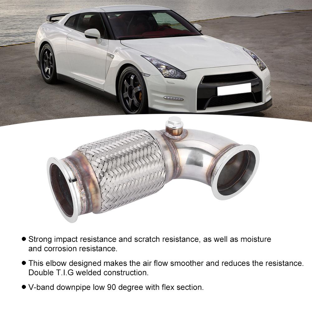 3in Ocelový V-band na V-band Downpipe Nízký 90 stupňů s vlnovcem O2 hrdla záslepka