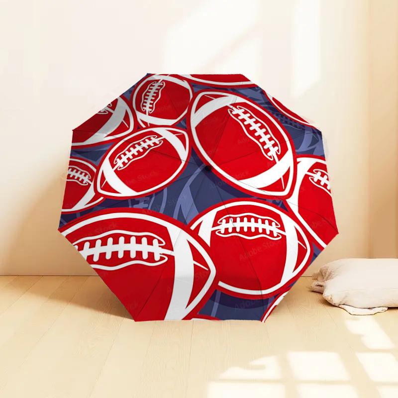 Football Patterned Umbrella: Automatic Opening & Closing, Portable Design, Ideal for Fans, Travelers, Everyday Use - Perfect Gift!1125113a