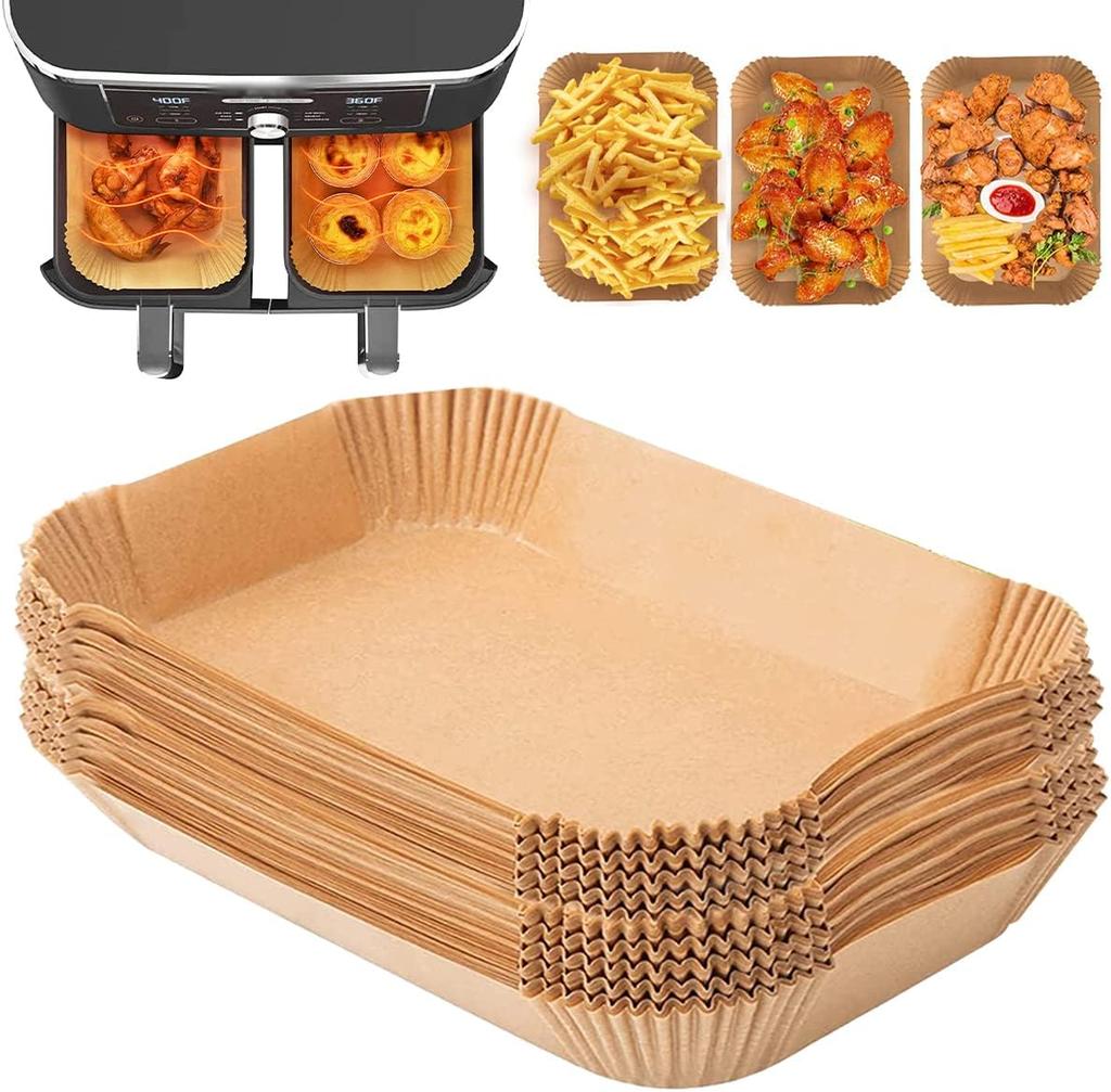 150pcs Air Fryer Paper Non-stick Square Parchment Paper Heat Baking Mat Oil-proof Waterproof Baking Liners for Air Fryer