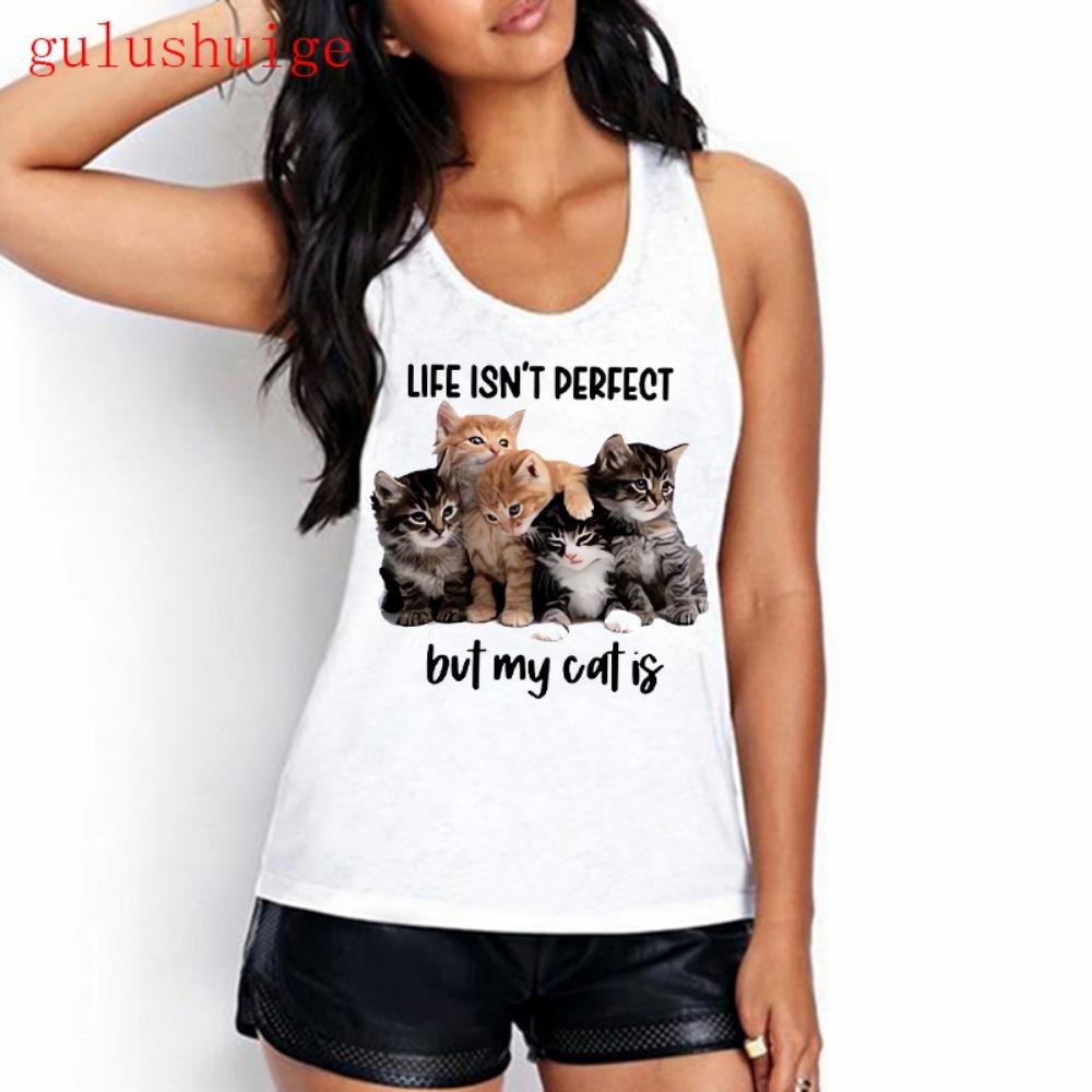 Sweet Girls Tank Top Funny Cat T Shirt Women Vest Women Shirt Ulzzang T-shirt 90s Tshirt Top Tee Female Shirt