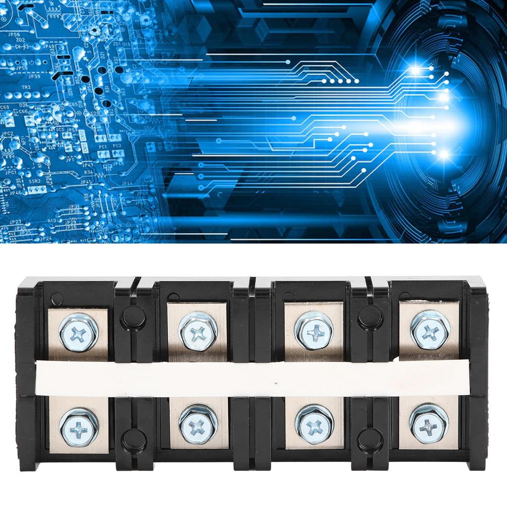 Terminal Block 2 Row Electric Wire Barrier Screw Strip for Power Supply with Cover AC600V 100A