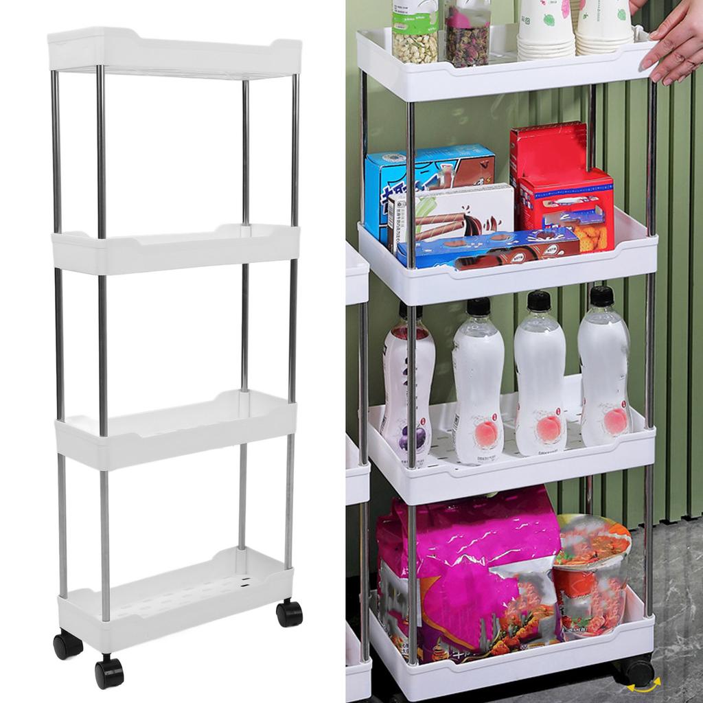 Úzký pojízdný úložný vozík 4 patra Koupelna   Mobilní policový systém Servisní vozík Věžový regál pro Kuchyň Prádelnu Úzká místa   Typ