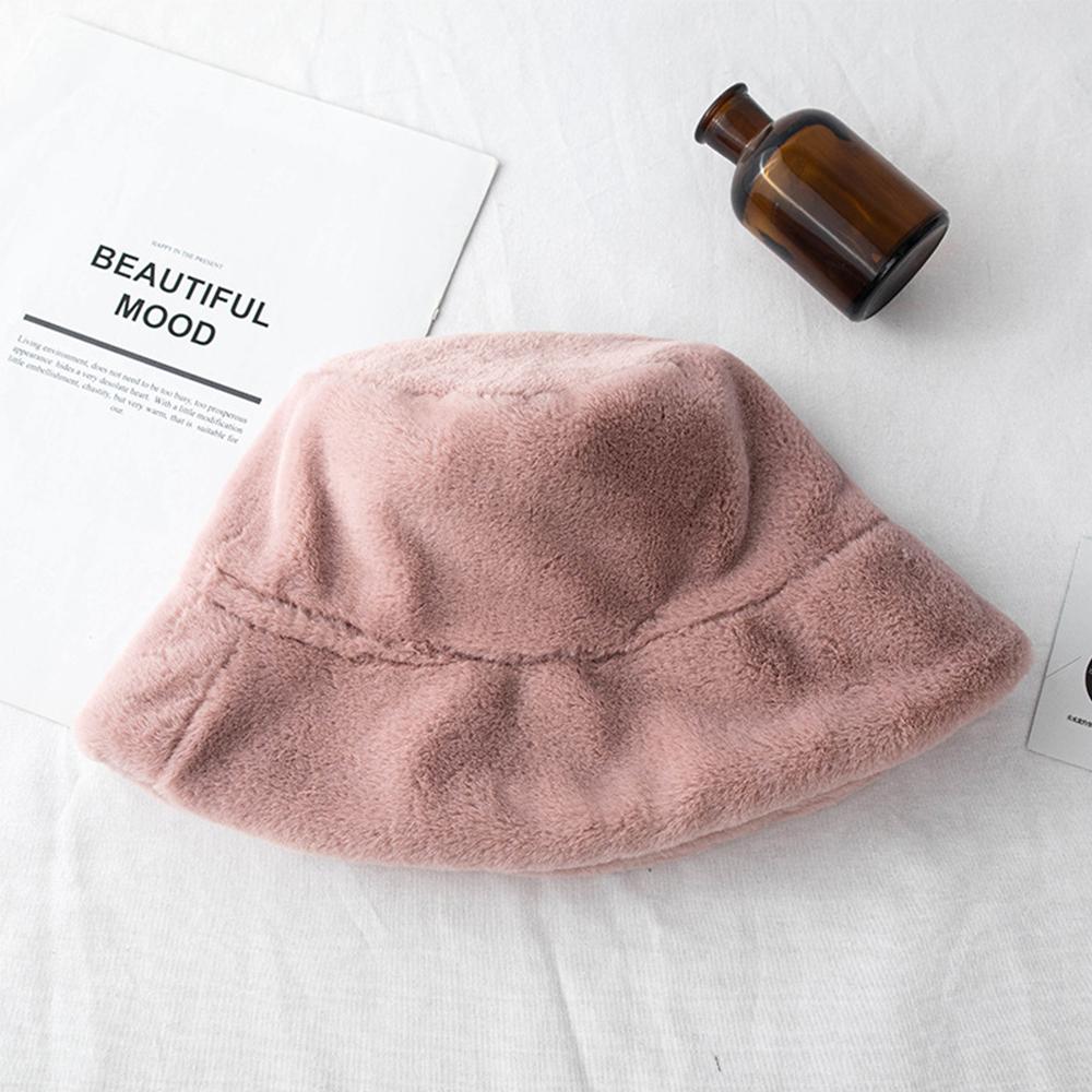 Sweet Ladies Winter Soft Outdoor Warmer Faux Fur Rabbit Warm Hat Fishing Cap Bucket Hat