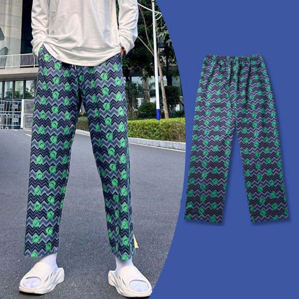 

Мужские брюки Wave Stripe с высокой талией, спортивные штаны Alien, уличная одежда L синий