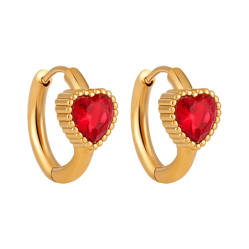 Koreanischer Luxus Titanstahl Herzförmiger Diamant Ohrschmuck