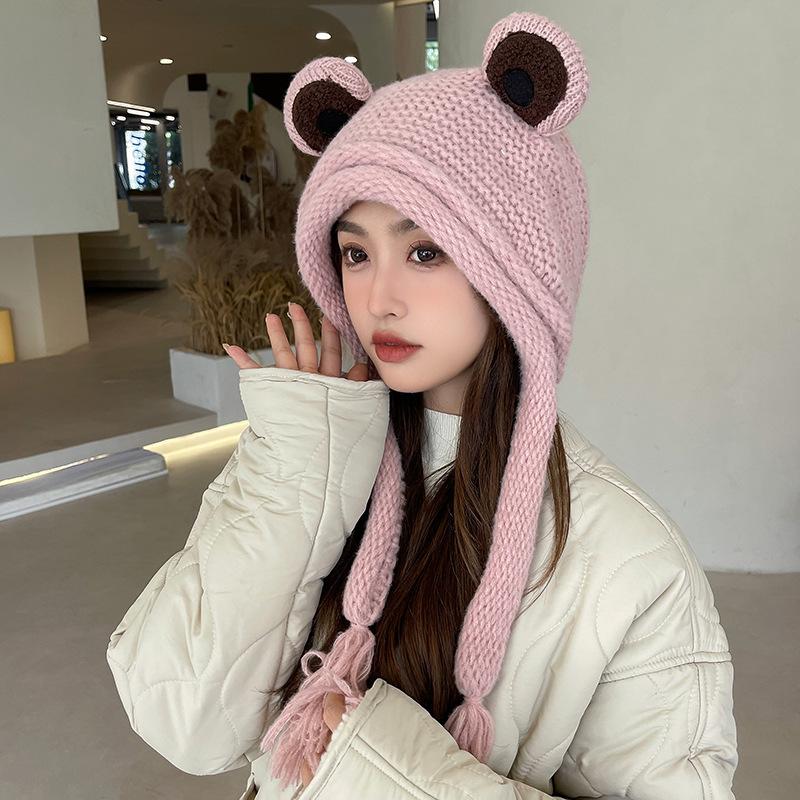 Frog Knitted Wool Hat Women Winter Cute Ear Bag Head Cover Cuckold Ear Protection Warm Ear Cup Autumn and Winter Students