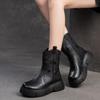 Johnature British Style Thick Soled Genuine Leather Mid-calf Boots Versatile Women's Flat Platform Shoes