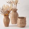 Rattan Vase Small Braided Boho Vase for Pampas Grass Flower Arrangement Rustic Farmhouse Handwoven Wicker Vase Basket for Table