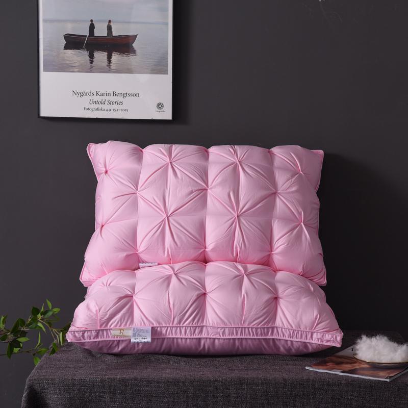 Luxury 100% Goose Down Feather Stuffed Pillows Pinch Pleat Design Neck Protection Bed Pure Cotton Cover Cushion for Sleeping