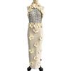 Cross-Border New Fashion 3D Floral Sequin Sleeveless Bodycon Evening Gown