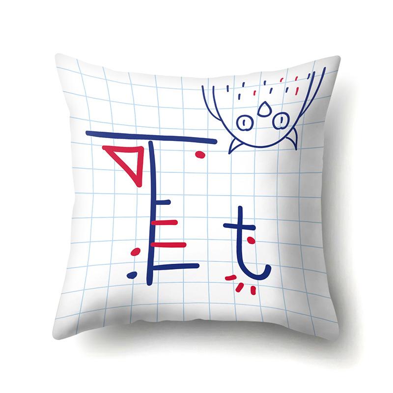 Polyester Pillow Case Decoration Home 26 English Letter Printing Pillow Case British Style Bedside Cushion Cover