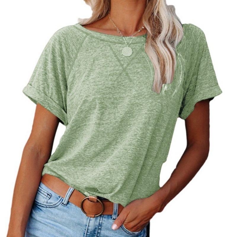 Frühling Sommer Damen Cross Color Lockeres Oberteil mit kurzen Ärmeln für Freizeitkleidung Hemd