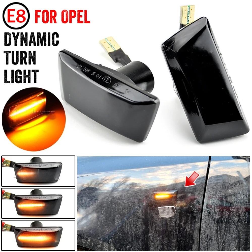 2PCS LED Dynamic Flowing Side Marker Turn Signal Light For Opel Astra H MK5 Sequential Flashing Side Marker Light Smoked black-2pcs