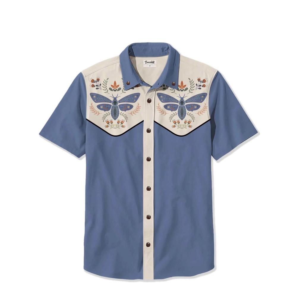 Men's Western Cowboy Style Short Sleeve Shirt Comfortable Breathable Summer Fashion Women's Shirt Top