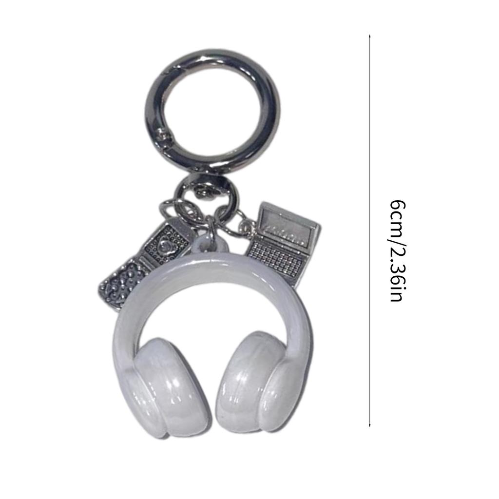 Entzückender Kopfhörer-Schlüsselanhänger mit Handy- und Computer-Charm für Damen Mädchen Handtaschen Geldbörse Brieftasche Autozubehör