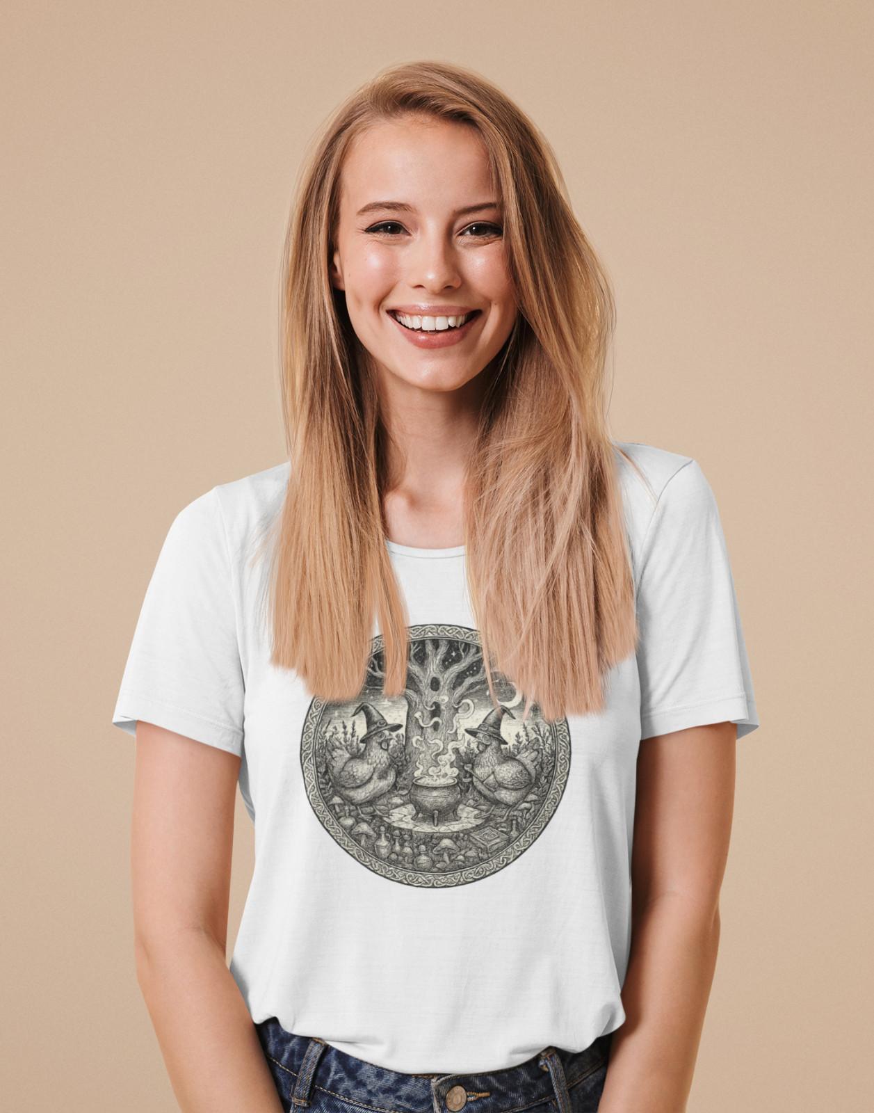 Witch Chickens Cauldron Magic Forest Graphic Tee Gothic Witchy T-Shirt S-3XL B21 S