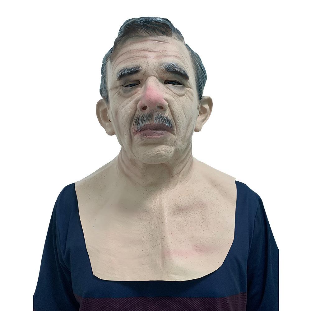 New Halloween Grandpa Wig and Mask Set Bald old man's terrifying mask