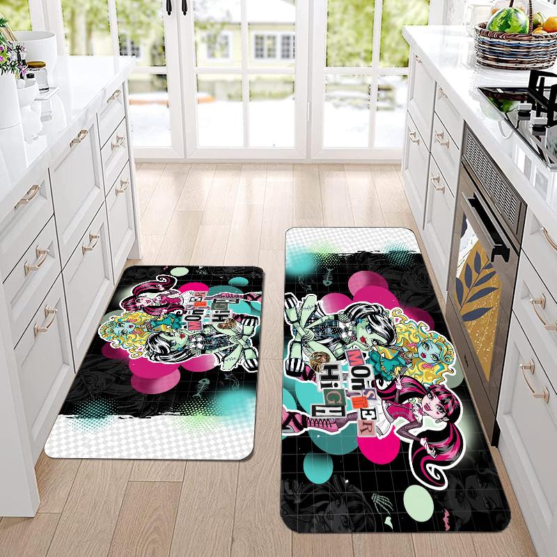 Monster High Flannel Area Rug Soft Kitchen Floor Mat Non Slip Carpet Room Decor