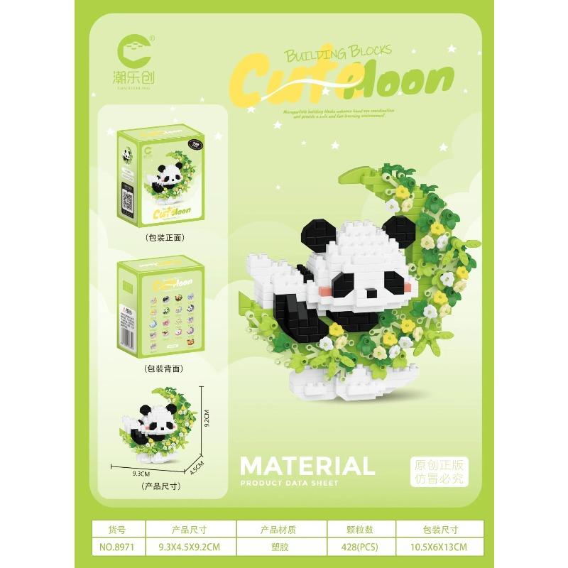 Kawaii Panda Cat Flower Moon Cartoon Building Blocks Toy Assembly Model for Girls Kids Christmas Gift