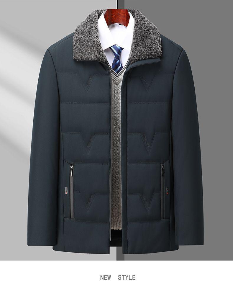 Woodpecker Dad Winter Coat: Velvet-Thickened Down Cotton Jacket for Middle-Aged & Elderly, Lapel Design, Warm Cotton Clothing.