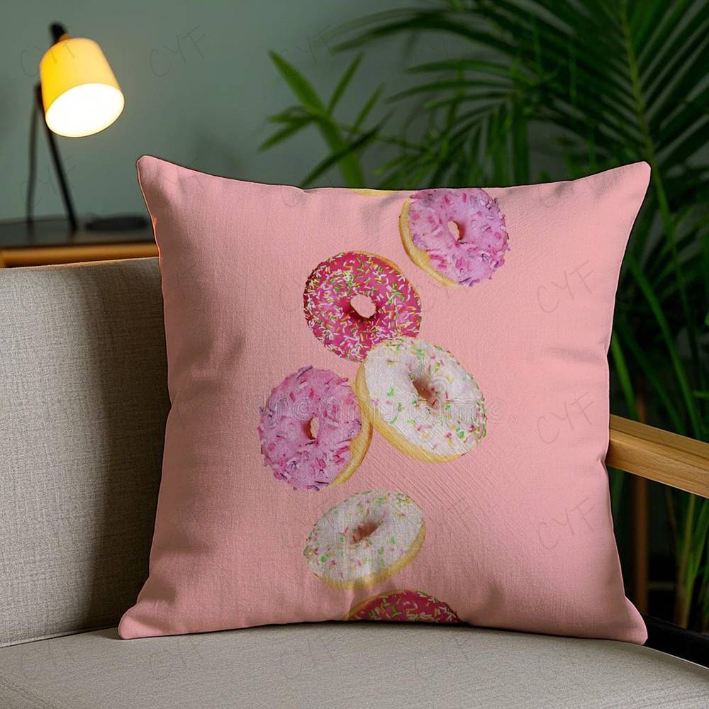 Sweet Donut Cute Anime Pillow Case Custom Printed Brushed Fleece Pillow, Baby Skin-Touch, Eco-Friendly Dye-Sublimation Cushion F