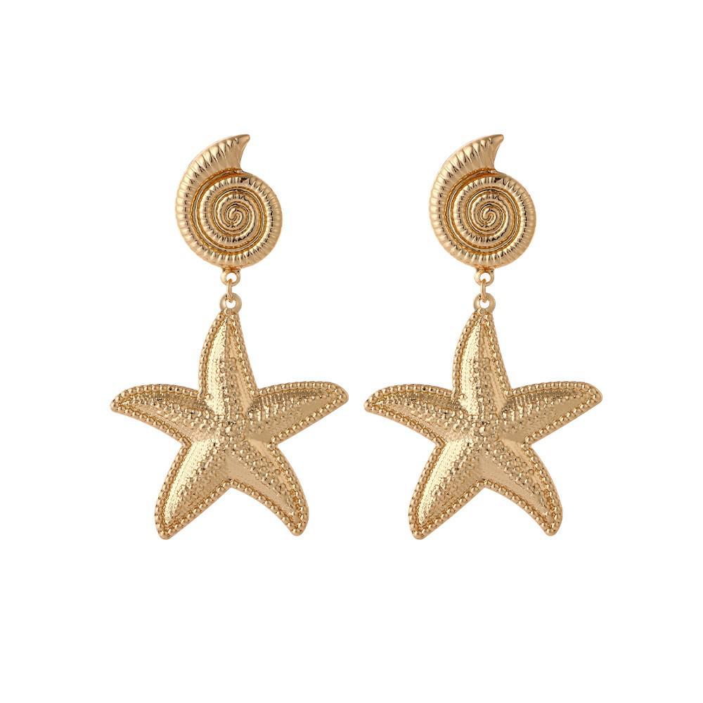 Starfish Metal Wind Earrings: Creative Star-Shaped Ear Drops for Women, Fashionable and High Quality