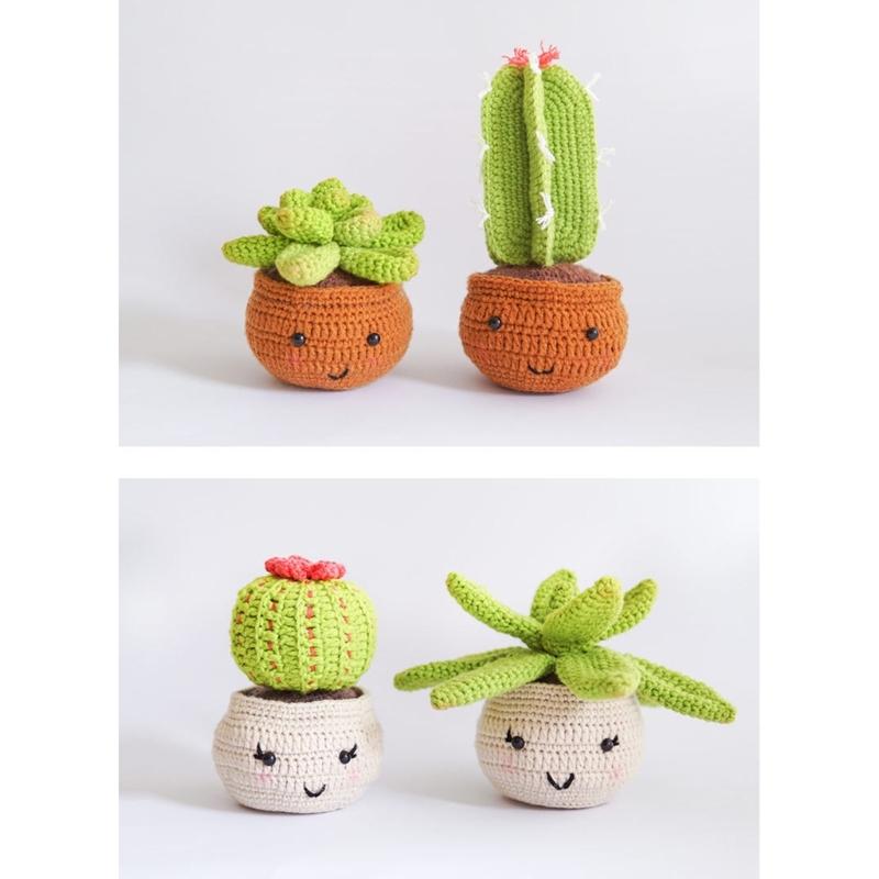 Crochet Flower Set with Step-by-Step Tutorial Instruction Crochet Potted Plant Crochet Knitting Supplies for Beginner