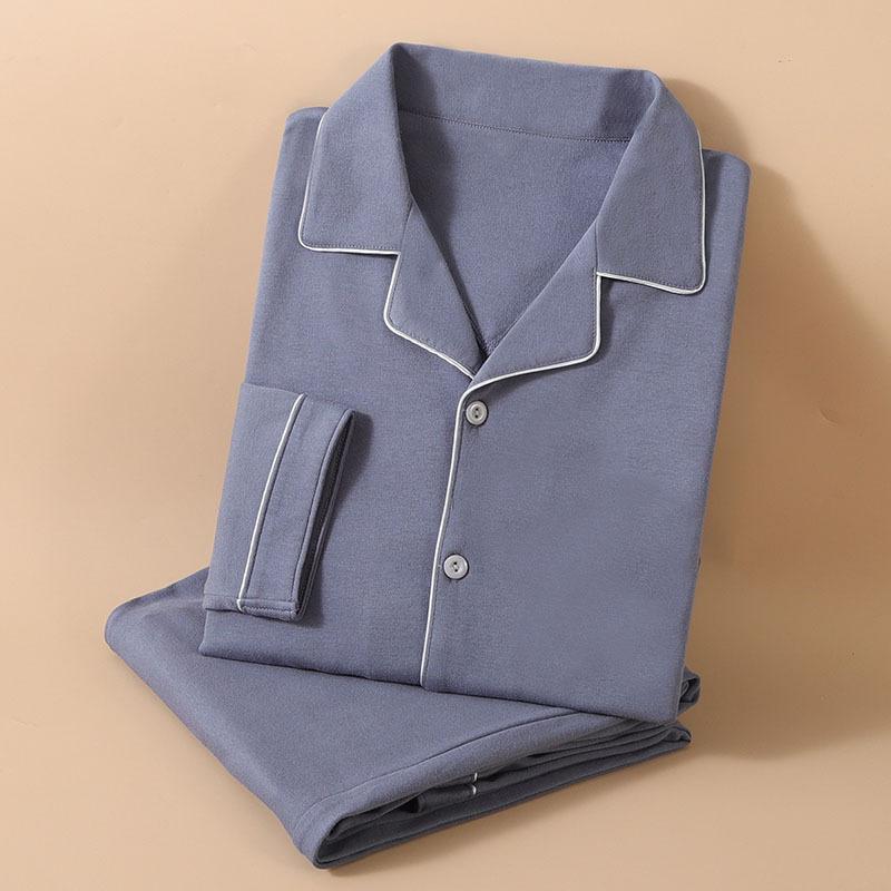 Fashion Brand Pajamas Suit Men Long-sleeved Pure Cotton Spring Autumn Gent Soft Cotton Summer Loungewear Set Male Nightcloth
