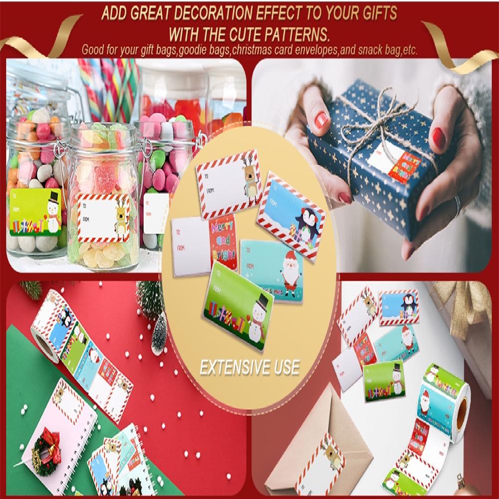 500pcs Christmas Self-Adhesive Gift Tags – 2x1.5 Inch Foil Labels With 5 Classic Designs For Holiday Gifts, Birthday, Special Occasions