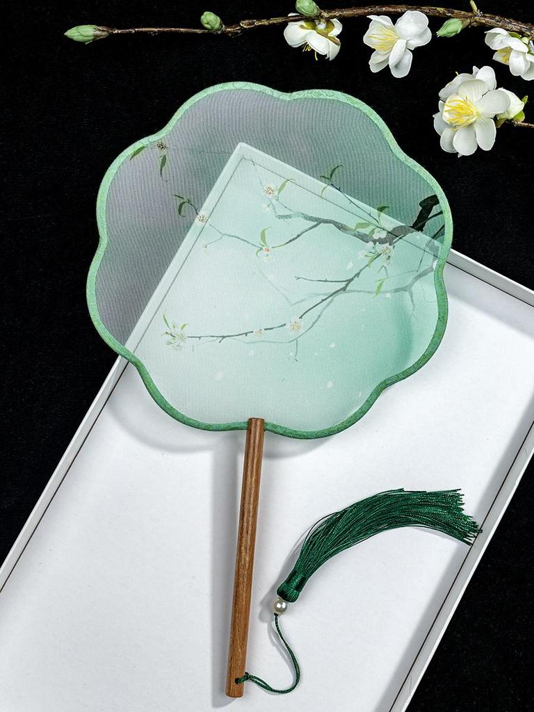 Translucent Ancient Style Round Dance Fan for Hanfu Costumes - Women's Classical Chinese Craft Fan