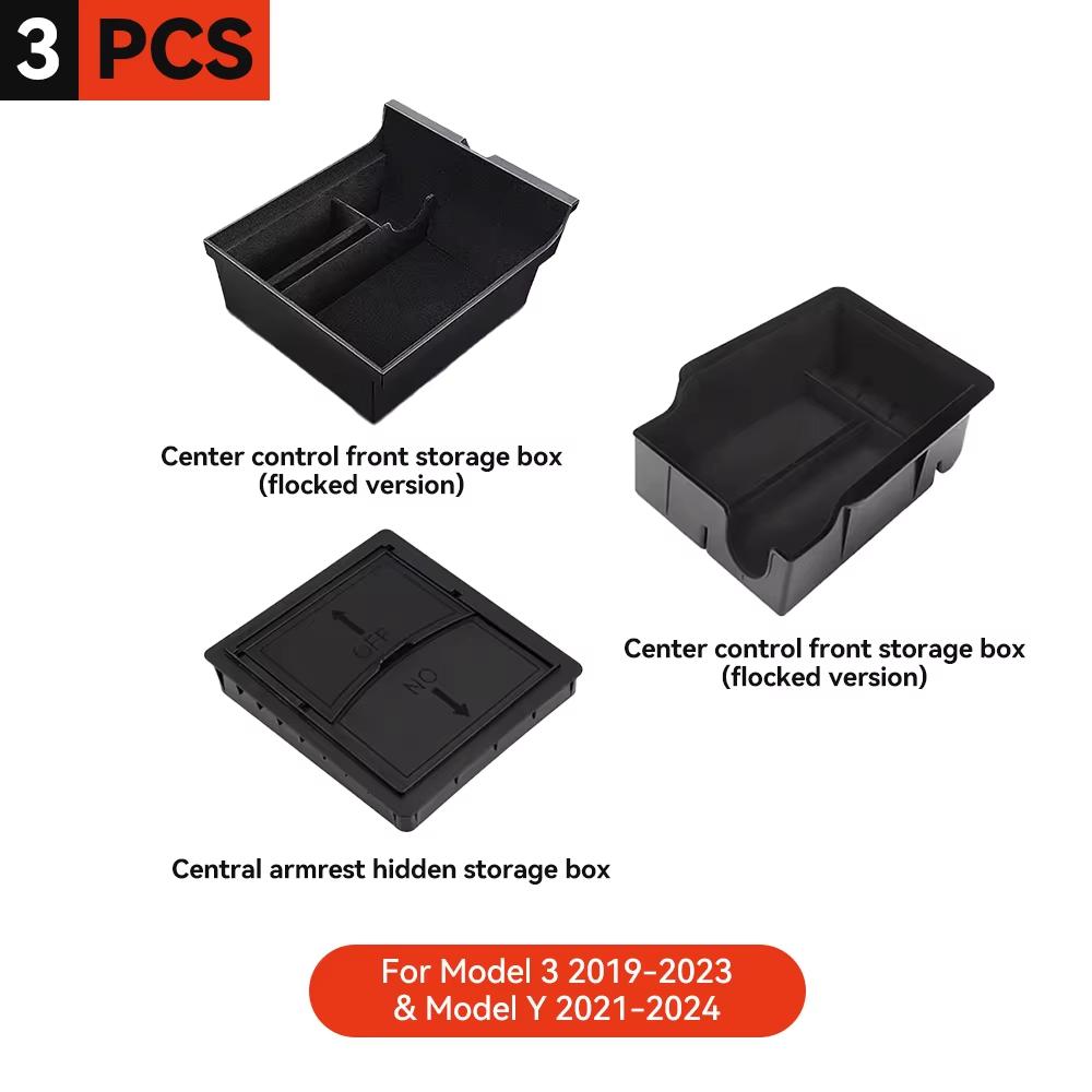 YZ For Tesla Model 3 2019-2023 Model Y 2021-2024 Storage Box Center Armrest Hidden Box Cup Holder Organizer Car Accessories