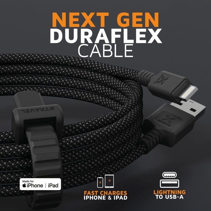 USB kábel na Lightning - Xtorm - 1,5 metra - Čierny - Certifikovaný MFi - Flexibilný a odolný - Kompatibilita s Apple