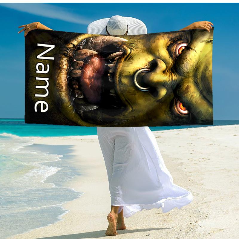 Personalized customized proof beach towel with World of Warcraft pattern - soft, absorbent,quick-drying,perfect swimming,camping&bathing