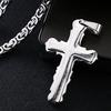 Catholic Spanish Bible Cross Pendants Necklace Stainless Steel Byzantine Link Chain Necklaces Bible Prayer Male Jewelry Gift