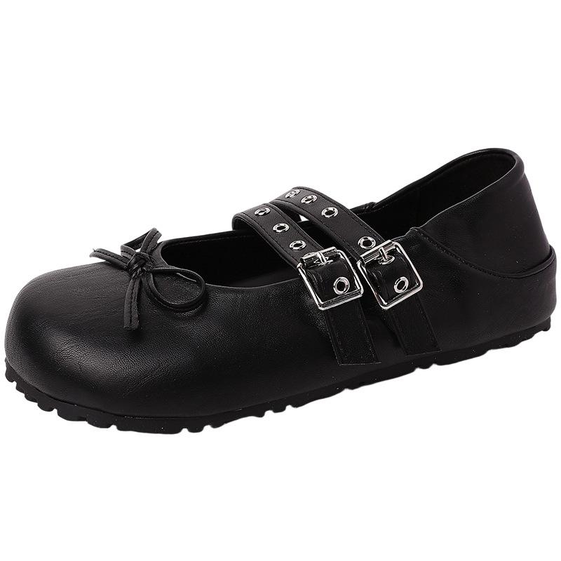 Fashion Versatile Retro Ballet Mary Jane Women's Shoes 2025 Summer Retro Small Leather Shoes Women's Flat Shoes Soft-soled Shoes