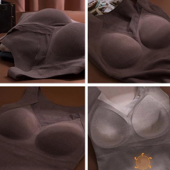 Graphene DE Velvet Heated Vest Elastic Fabric V-Neck Design 3D Seamless Cup Warm Inner Layer Bottoming Tops Autumn Winter Innerwear