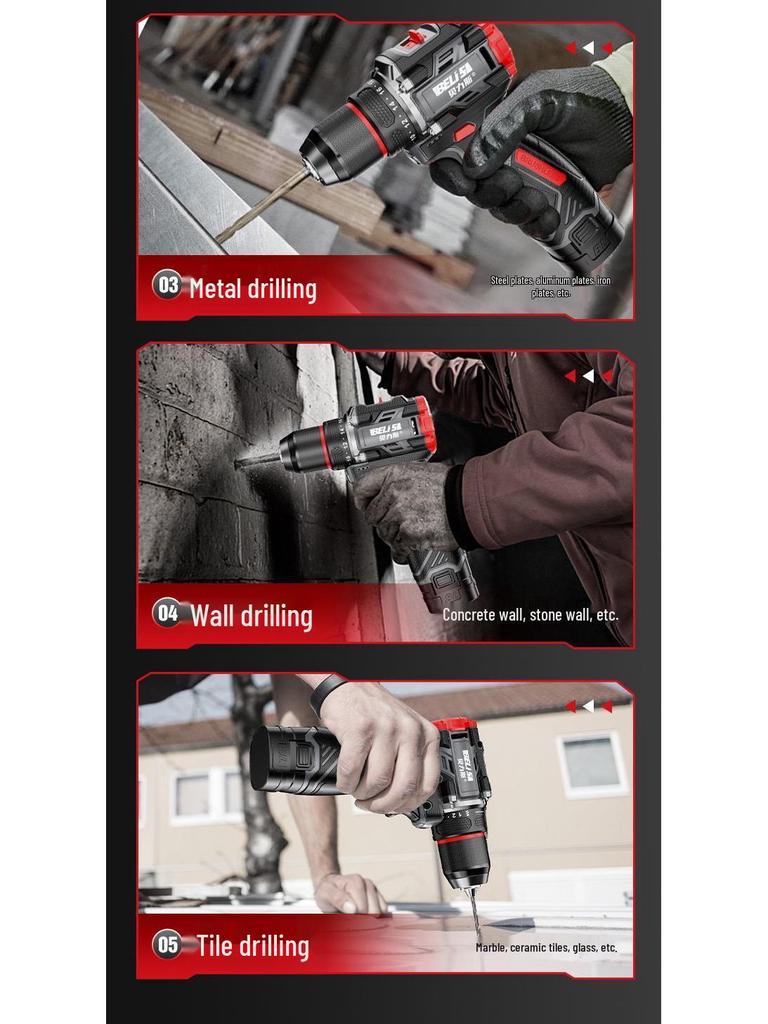 Brushless Electric Impact Drill & Multifunctional Handheld Screwdriver Set for Household Use