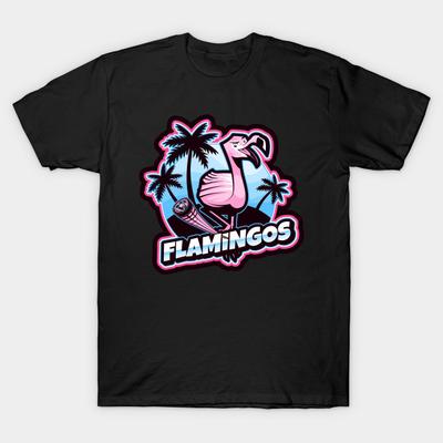 Asian Size Men Print T-shirt Flamingos Main Logo No-Cut Heat Transfer Print Cotton Tshirt