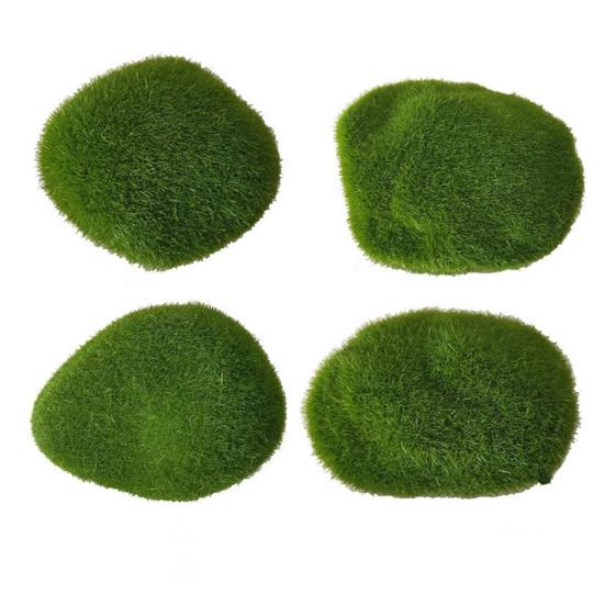 Artificial Moss Rocks Greenery Decorative Moss Covered Stone Fake Moss Decor for Floral Arrangement Fairy Garden Crafting
