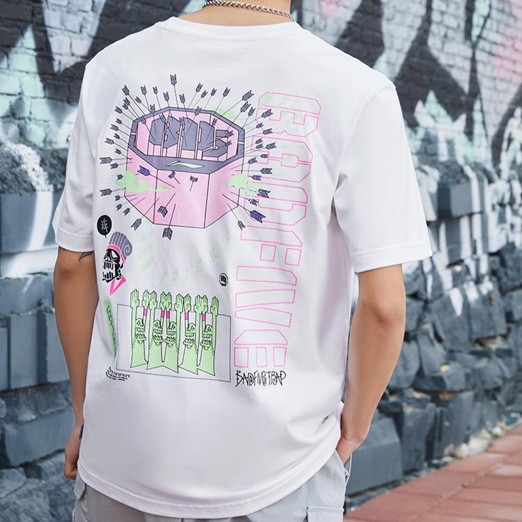 Li-Ning SS22 Sports Basketball Series Deception Is Not Wearisome Printed Crew Neck Short Sleeve T-Shirt Men Tops White AHSS373-2