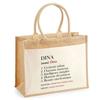 Beach Bag - PLANETEE - Jute with Dina Definition Pocket - Printed Cotton France - 43x33 Cm - Shoulder Straps