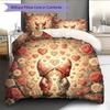 Valentine's Day Pattern Bedding Quilt Cover Pillowcase Home Decoration Birthday Gift (1 * Duvet Cover + 2 * Pillowcase, Without Core)