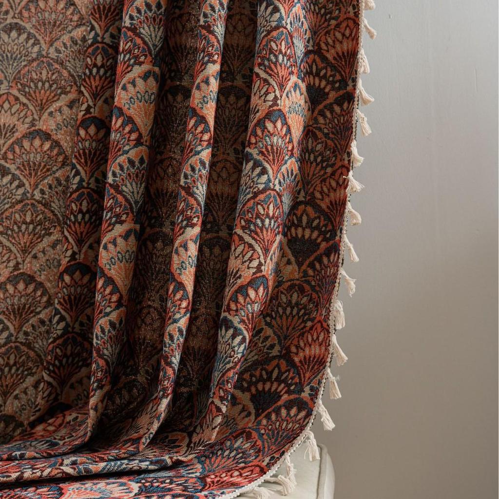 Imanqi Yun Arched Color Block Semi-Blackout Jacquard Curtains