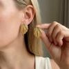Fashion Stainless Steel Textured Feather Wings Stud Earrings For Women Men Vintage Leaf Square Earrings Minimalist Party Zircon