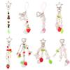 Y2K Sweet Strawberry Keychain Tassel Phone Strap Keyring Key Holder Girly Bag Hanging Decoration Key Accessories