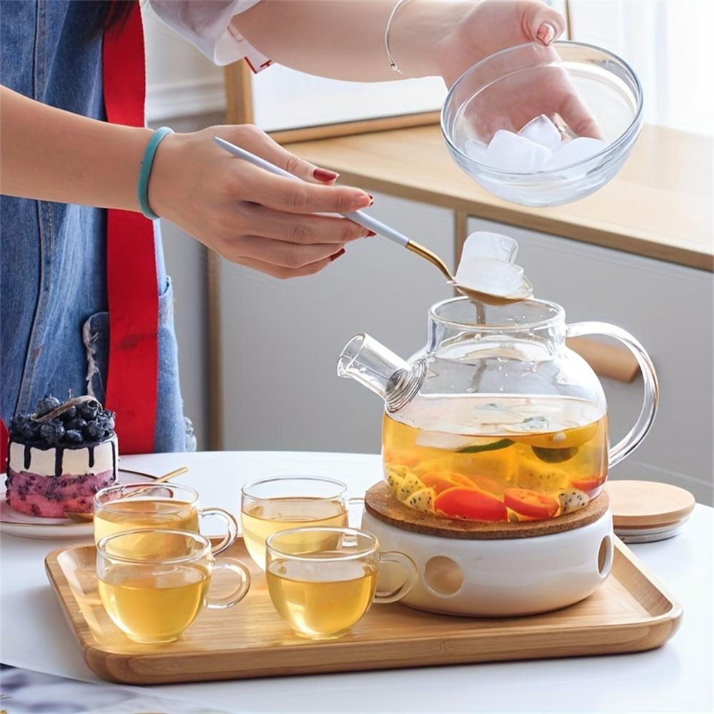 1L/1.8L Large Capacity Glass Teapot High Temperature Resistant Kettle for Steamed Juice Fruit & Iced Tea Home Kitchen Access