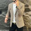 2025 Spring/Autumn High-End Men's Trendy Plaid Suit Top with Chest Badge