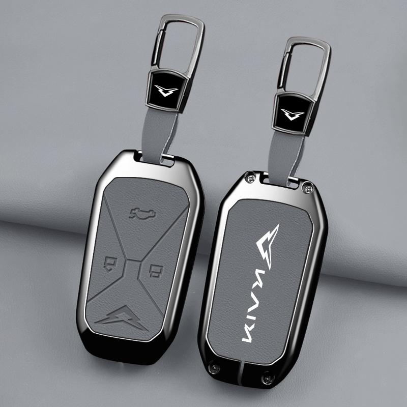 Car Zinc Alloy Leather Car Key Case Cover For Kain Kaiyi Kunlun Ihd R 300 500 Ev Protect Keychain Shell Interior Accessories